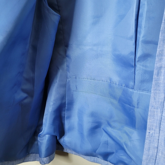 Talbots Petite 100% Linen Blazer Open Front 3/4 Sleeve Fully Lined Size 14P - Picture 5 of 8